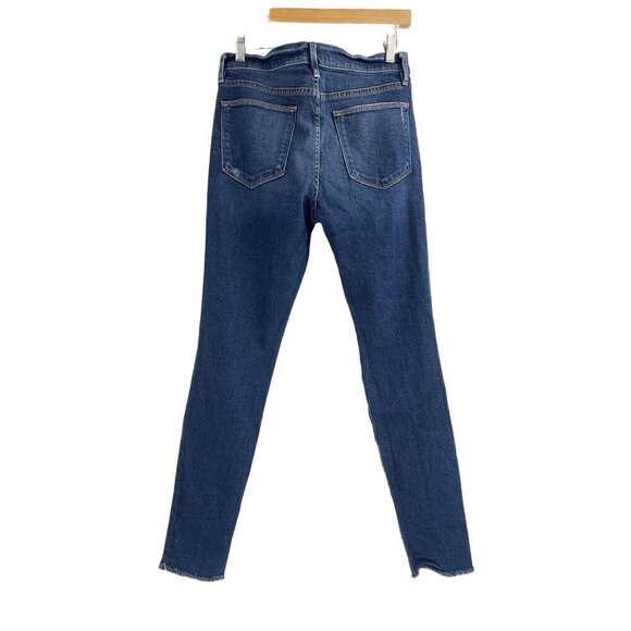 Frame Womens Le High Enford Skinny Distressed Jeans Size 25 Blue Denim Raw Hem - Picture 2 of 9